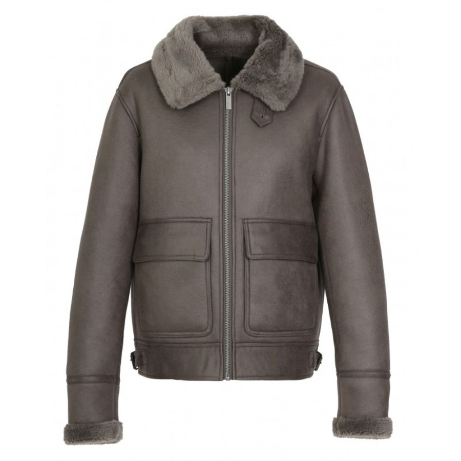 Homme OAKWOOD  | Bravour Kaki Fonce - Blouson Bomber Effet Mouton Retourne