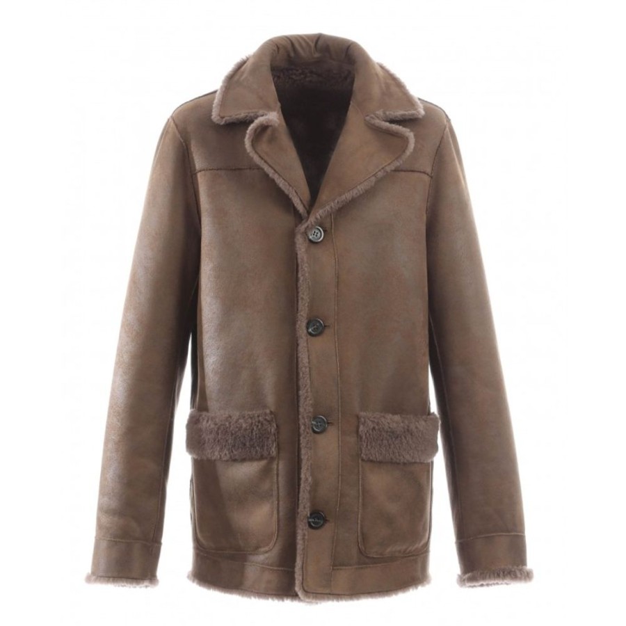 Homme OAKWOOD  | Belmont Marron - Veste Reversible Effet Peau Lainee